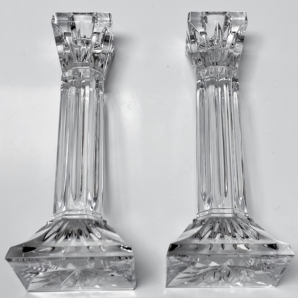 Waterford 8” Column Hand Crafted Fine Crystal Candlestick Pair - Picture 5 of 11
